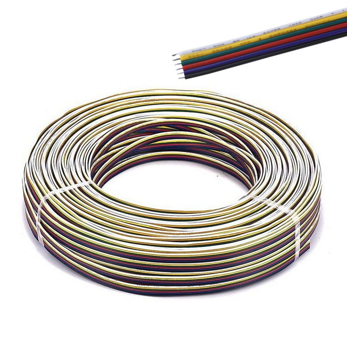 6-Pin 20/22AWG Power Wire Extension Cable 3.28ft/1m For RGB+CCT LED Strip Lights